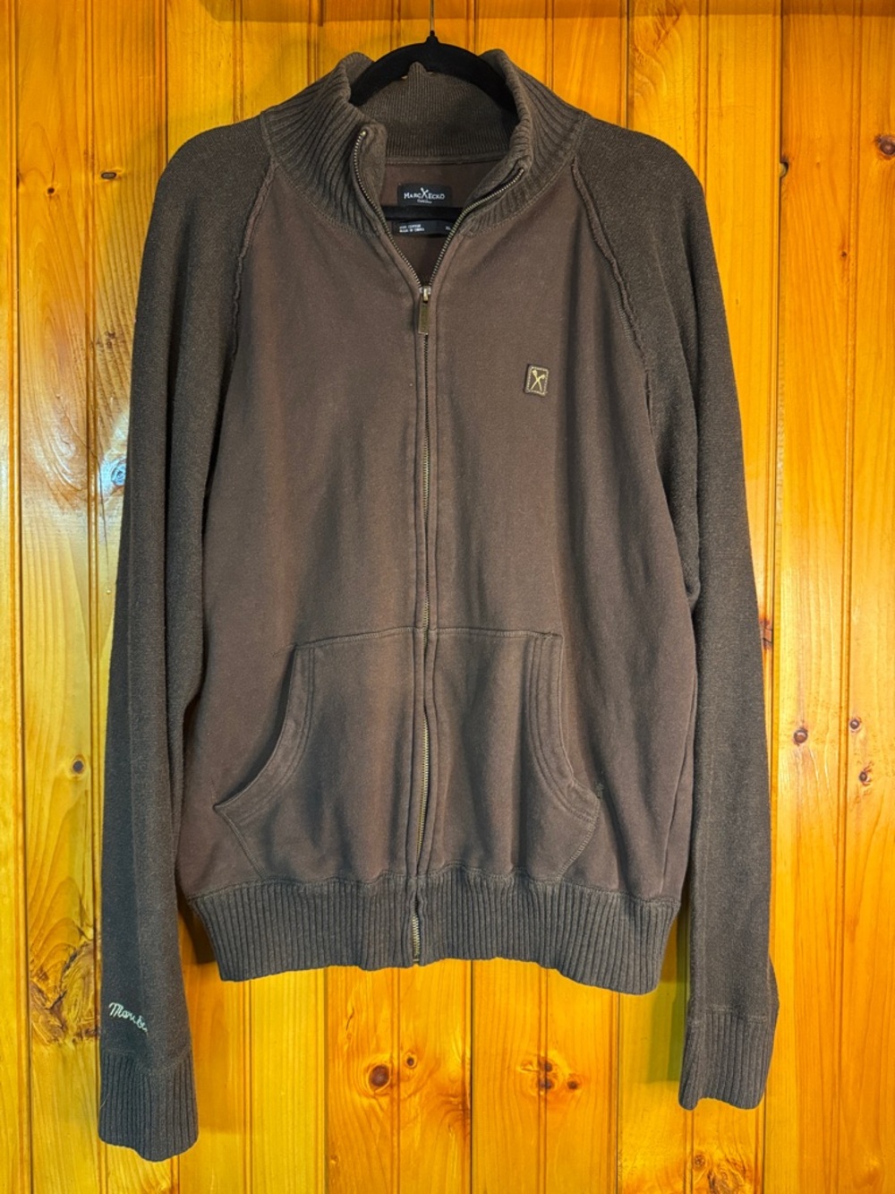 Marc Ecko Cut and Sew Brown Full Zip Knit Jacket